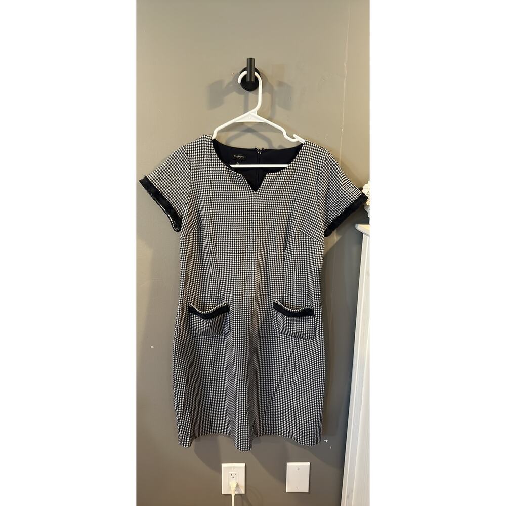 12P Talbots Houndstooth Navy dress